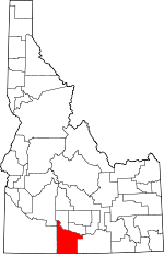 Map of Idaho showing Twin Falls County 