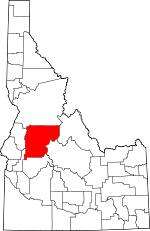 Map of Idaho showing Valley County 