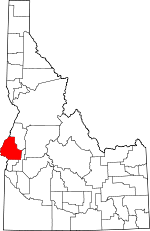 Map of Idaho showing Washington County 