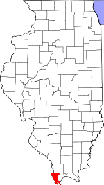 Map of Illinois showing Alexander County 