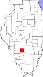 Map of Illinois showing Bond County 