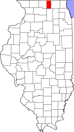 Map of Illinois showing Boone County 