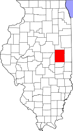 Map of Illinois showing Champaign County 