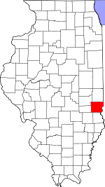 Map of Illinois showing Clark County 