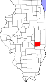 Map of Illinois showing Coles County 