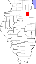 Map of Illinois showing Grundy County 