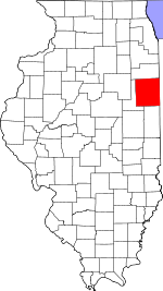 Map of Illinois showing Iroquois County 