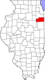 Map of Illinois showing Kankakee County 