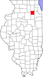 Map of Illinois showing Kendall County 