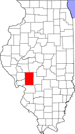 Map of Illinois showing Macoupin County 