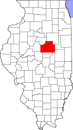 Map of Illinois showing McLean County 