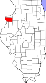 Map of Illinois showing Mercer County 