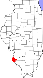 Map of Illinois showing Monroe County 