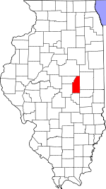 Map of Illinois showing Piatt County 