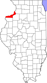 Map of Illinois showing Rock Island County 