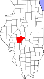 Map of Illinois showing Sangamon County 