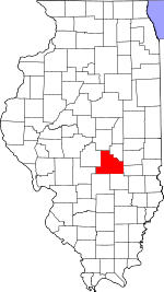 Map of Illinois showing Shelby County 