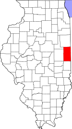 Map of Illinois showing Vermilion County 