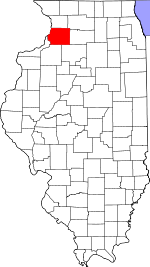 Map of Illinois showing Whiteside County 