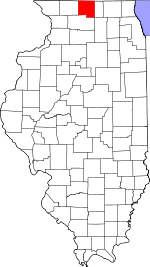 Map of Illinois showing Winnebago County 