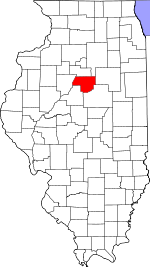 Map of Illinois showing Woodford County 