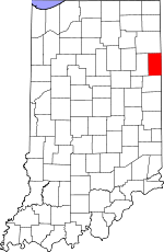 Map of Indiana showing Adams County 