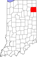 Map of Indiana showing Allen County 