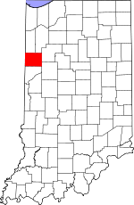 Map of Indiana showing Benton County 