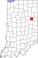 Map of Indiana showing Blackford County 