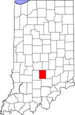 Map of Indiana showing Brown County 