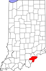 Map of Indiana showing Clark County 