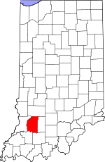 Map of Indiana showing Daviess County 