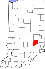 Map of Indiana showing Decatur County 