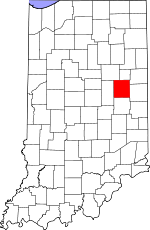 Map of Indiana showing Delaware County 