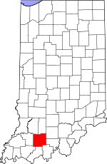 Map of Indiana showing Dubois County 