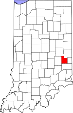 Map of Indiana showing Fayette County 