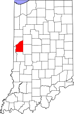 Map of Indiana showing Fountain County 