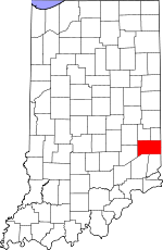 Map of Indiana showing Franklin County 