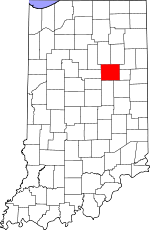 Map of Indiana showing Grant County 