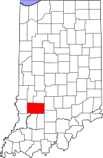 Map of Indiana showing Greene County 