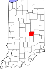 Map of Indiana showing Hancock County 