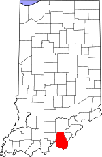 Map of Indiana showing Harrison County 