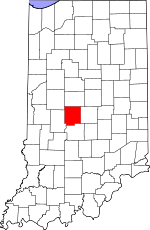 Map of Indiana showing Hendricks County 