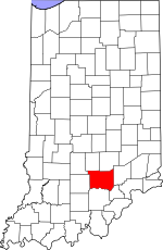 Map of Indiana showing Jackson County 