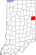 Map of Indiana showing Jay County 