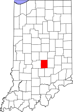 Map of Indiana showing Johnson County 