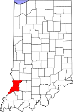 Map of Indiana showing Knox County 