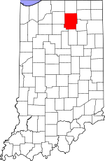 Map of Indiana showing Kosciusko County 