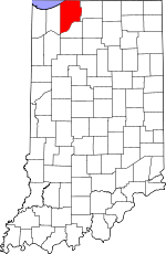 Map of Indiana showing La Porte County 