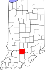 Map of Indiana showing Lawrence County 